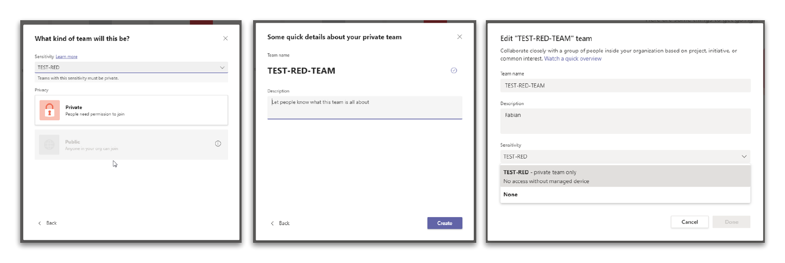 Create a Team with the sensitivity label applied /en/bypass-sensitivity-label-restrictions/images/CreateTeam.png
