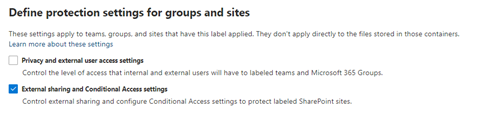 sensitivity label settings /en/bypass-sensitivity-label-restrictions/images/SensitivityLabelExternalSharingAndConditionalAccess.png
