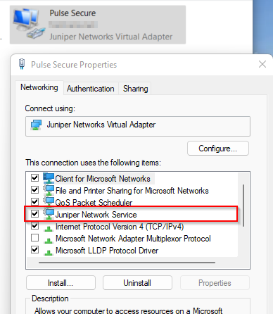 juniper virtual network adapter